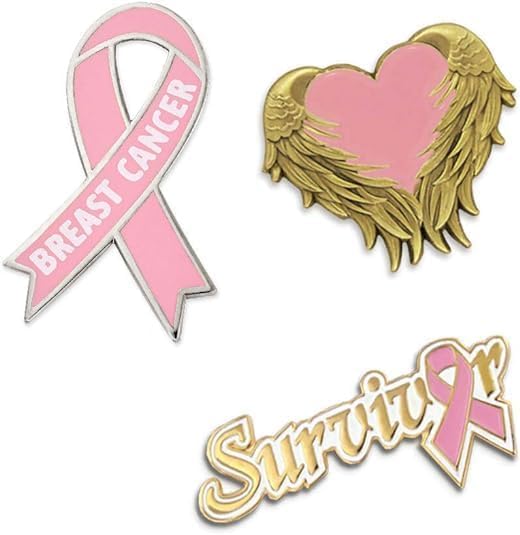 PinMarts Breast Cancer Ribbons and Breast Cancer Awareness Enamel Pins - Perfect Breast Cancer Gifts for Women, Events, Fundraisers, and Breast Cancer Awareness Decoration