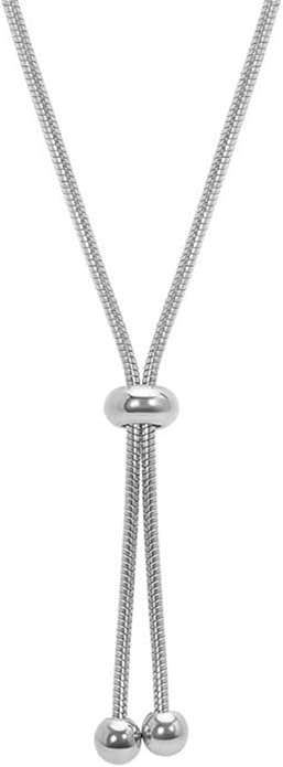 Stainless Steel Beaded Adjustable Long Y Necklace for Women Tassel Dress Sweater Chain Necklace Adjustable Y Necklace Trendy Long Jewellery