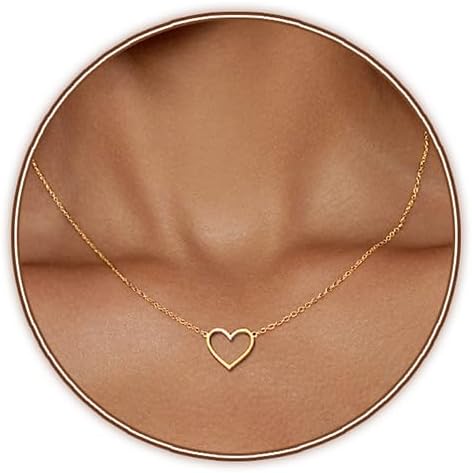 Zeffy Cute Heart Necklace 18k Gold/Silver Plated Tiny Heart Pendant Choker Necklaces Gold Love Heart Chain Necklace for Women Dainty Gold Jewelry Valentines Day Gifts for Women Girls Teen Girls