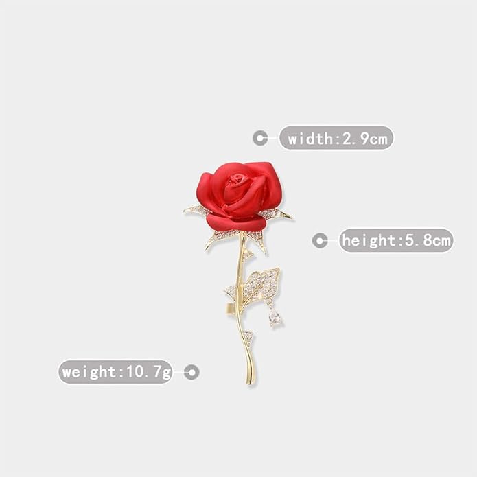 AILONMEI Red Rose Flower Brooches and Pins for Women Costume Jewelry Brooch Pins Broches Jewelry for Women Elegant Lady Pin