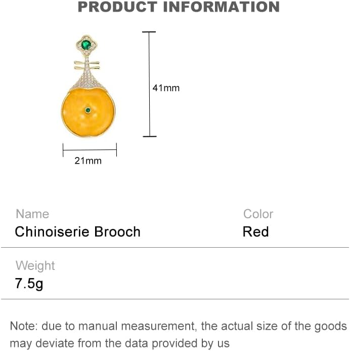 14K Gold Pipa-Shaped Brooch with Moissanite Accents - Elegant Chinoiserie Handcrafted Jewelry, Unique Shawl Pin for Women, Ideal Gift for Birthdays and Special Events