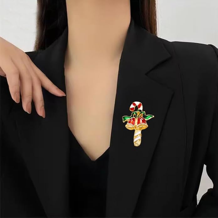 ONLYJUMP Christmas Bell Brooch Pins for Women Girls Lovely Crystal Christmass Tree Snowflake Bell Reindeer Snowman Brooches Colorful Xmas Enamel Pins Holiday Party Gift