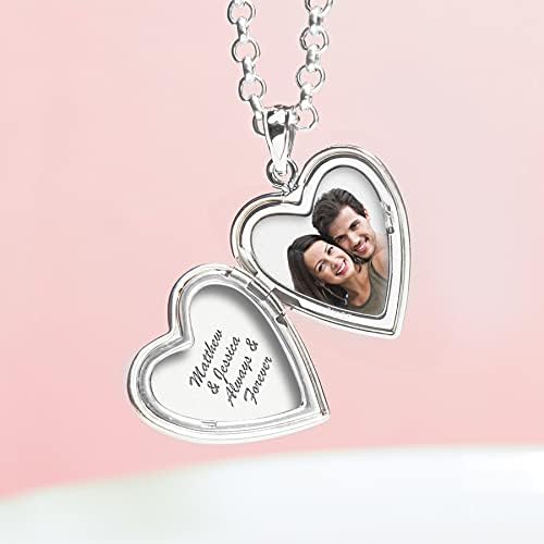PicturesOnGold.com Personalized Always in My Heart Silver Or Gold Heart Locket Pendant Necklace Jewelry Gifts for Men & Women - 3/4 Inch X 3/4 Inch - Includes 18 inch Cable Chain
