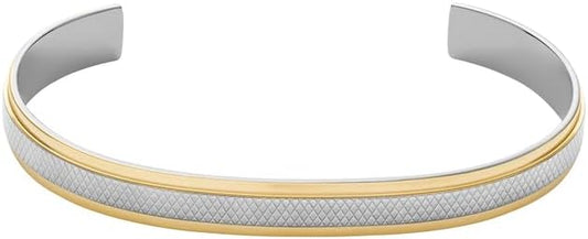 Fossil Men's Plated Stainless Steel Engravable Personalized Gift ID, Chain or Cuff Bracelet for Men