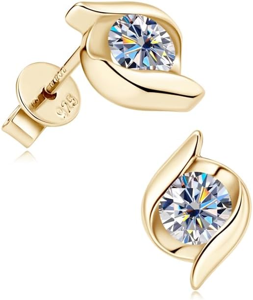 Exquisite Moissanite & 925 Sterling Silver Jewelry Set: Trendy European Design with Pendant (1 Carat, 1/4-inch, 6.5mm) and Earrings (Each: 0.5 Carat, 3/16-inch, 5mm) – Elegant Leather Gift Box Included