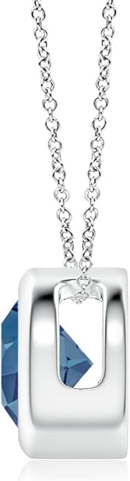 Angara Natural London Blue Topaz Solitaire Pendant for Women | Round Blue Topaz Pendant Necklace in 14K Solid Gold/Silver/Platinum With 18" Chain | December Birthday, Gemstone Jewelry Gift
