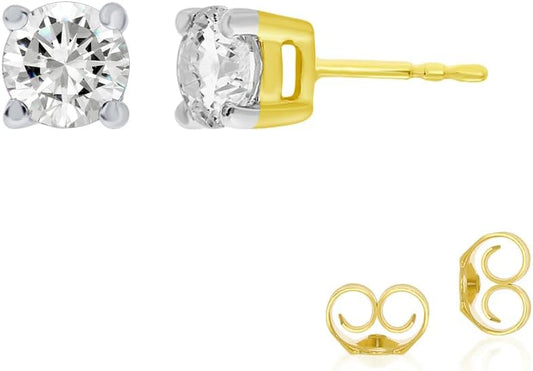 Certified 1/6-3 Ct. Tw. Lab Grown Diamond Stud Earrings for Women and Men | 14K White and Yellow Solid Gold | Premium GH Color and VS - SI Clarity Grade Diamonds