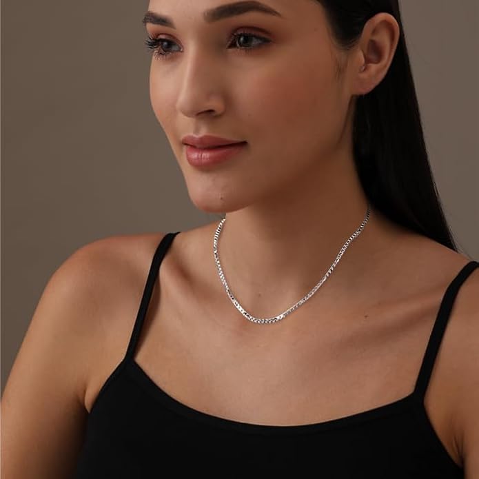 LeCalla 925 Sterling Silver Italian 0.08 MM, 1 MM, 2 MM Box Chain Necklace for Women Men with Spring Ring Clasp, Made in Italy (16, 18, 20, 22, 24 Inches)