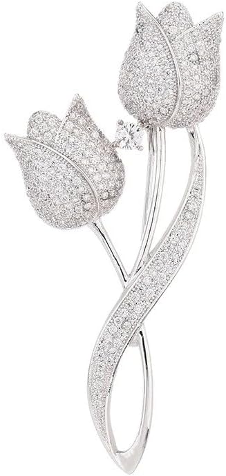 Fashion Flower Brooches for Women Rhinestone Flower Brooches Pins 18k Gold Plated Lapel Pins Jewelry for Girlfriend Wife