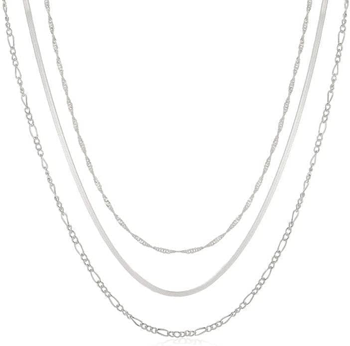 14K Gold Plated Layering Necklaces For Women Gold Necklace Set, Cuban Link, Snake Chain, Paperclip Layered Chains, Twisted Rope and Twisted Chain, Trendy Layering Necklace