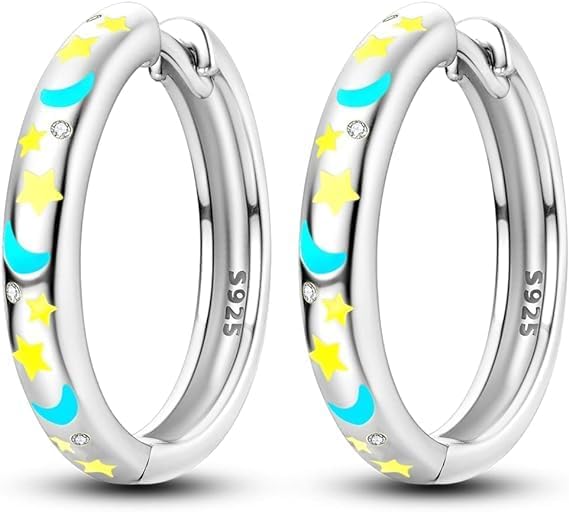 925 Sterling Silver Women Earrings, Sparkling Star and Moon Earrings, Various Hypoallergenic Earrings, Best Gift for Women
