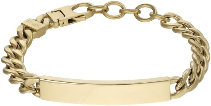 Fossil Men's Plated Stainless Steel Engravable Personalized Gift ID, Chain or Cuff Bracelet for Men