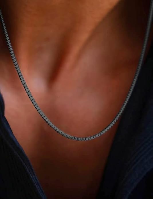 925 Sterling Silver Box Chain 2/3/4/5mm Necklace for Men Silver Link Chain for Women 16/18/20/22/24/26/30 Inches