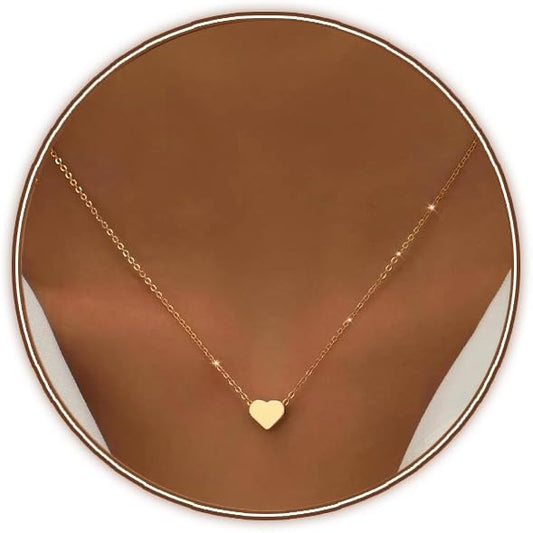 Zeffy Dainty Gold Heart Necklace for Women Trendy 14K Gold/Silver Plate Cute Heart Pendant Choker Necklaces Gold Love Heart Chain Necklace for Women Dainty Gold Jewelry Gifts for Women