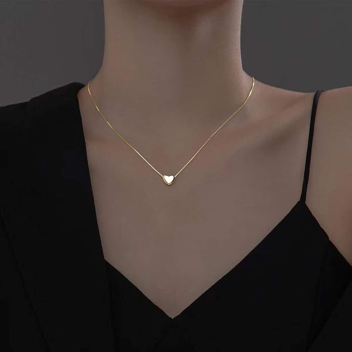 SLUYNZ Genuine 925 Sterling Silver Tiny Love Heart Pendant Necklace for Women Simple Sweet Heart Choker Necklace