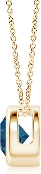 Angara Natural London Blue Topaz Solitaire Pendant for Women | Round Blue Topaz Pendant Necklace in 14K Solid Gold/Silver/Platinum With 18" Chain | December Birthday, Gemstone Jewelry Gift