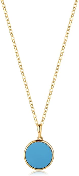 AGVANA Valentines Day Gifts 14K Solid Real Gold Coin Necklace Bracelet for Women Mother of Pearl/Abalone/Turquoise/Black Onyx/Opal Fine Jewelry Anniversary Birthday Gifts for Women Mom Wife Her