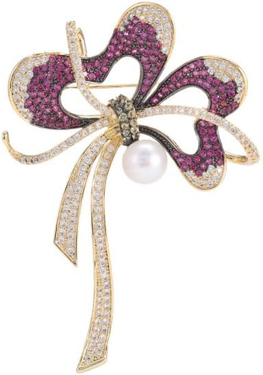 14K Gold Luxury Butterfly Brooch Sparkling Moissanite Accents & Enamel Painted Details, Retro Chic for Cheongsam, Coats & Formal Attire