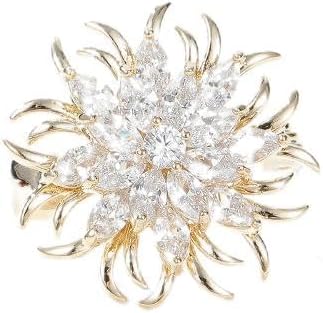 14K Gold Purple/Blue/White Flower Brooch for Women, Small Suit Outerwear Decoration, Crystal Gemstone Brooch for Her