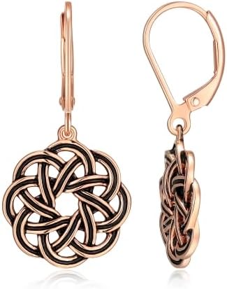 Amazon Essentials .925 Sterling Silver Dangle Earrings for Women, Trendy Drop Women Earrings Hypoallergenic Nickel-Free Jewelry - Lightweight Leverback Celtic Knot Design Jewelry