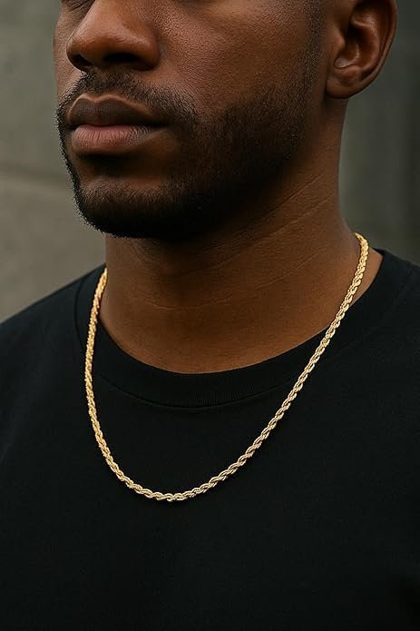 Aenmia Solid 14k Yellow Gold Rope Chain Necklace, Lobster Claw Clasp, Jewelry Gift for Women Men, 1.55-3.05mm, 16-24 inch