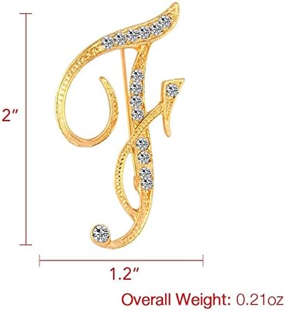 DSADKI A-Z Lette Brooch 26 Initial Pins Gold Plated Metal Brooches - Clear Crystal Rhinestone Brooch Breastpin for Women