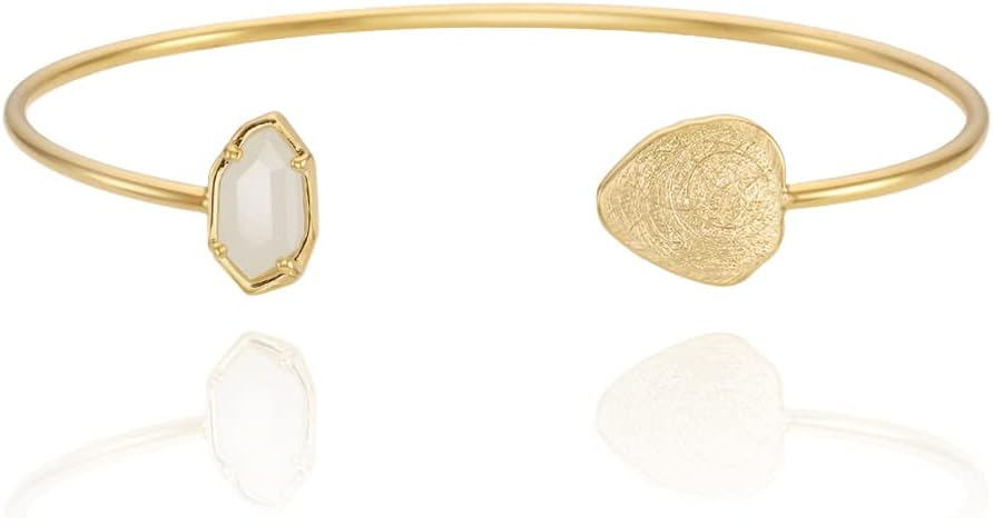 OZEL – Women’s Gold Cuff Bracelets – 18K Gold Plated Textured Bangles with Multi-Color Crystal & Rhinestone Accents – Layered Stacking Jewelry