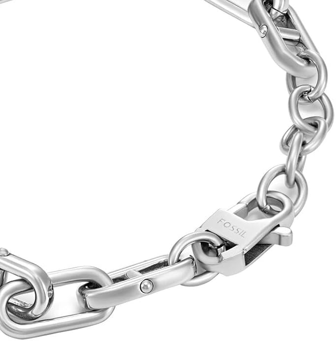 Fossil Men's Plated Stainless Steel Engravable Personalized Gift ID, Chain or Cuff Bracelet for Men