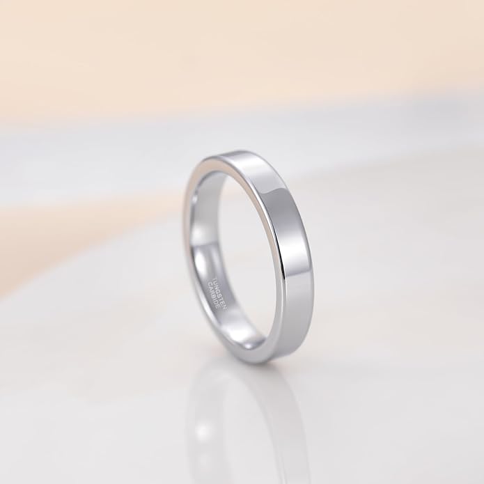 TRUMIUM 2mm 4mm 6mm Tungsten Rings for Women Men's Wedding Bands 24K Gold Plated Beveled Edges Flat High Polished Comfort Fit Size 5-14