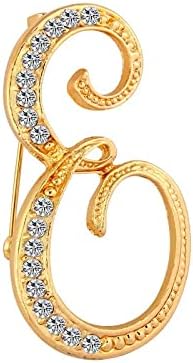 DSADKI A-Z Lette Brooch 26 Initial Pins Gold Plated Metal Brooches - Clear Crystal Rhinestone Brooch Breastpin for Women
