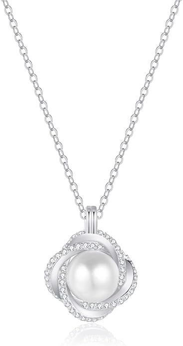 spkoueh women's pearl necklace, Womens Pendant Necklaces，925 sterling silver pendant necklace, freshwater cultured pearl, suitable for daily wear and as a gift for family and friends