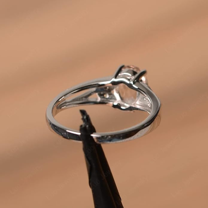 925 Sterling Silver Oval Shaped 8X6 MM Gemstone Ring Leaf Engagement Ring for Women Jewelry