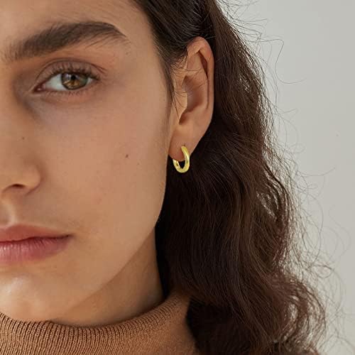 micuco 3 Pairs Small Hoop Earrings Set for Women, 14K Gold Plated Huggie Hoop Earrings for Men, Tiny Cartilage Hypoallergenic Earring Set