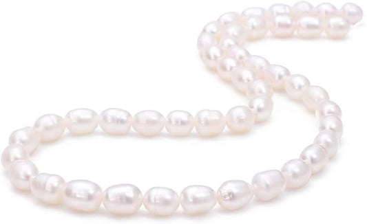 BEADIA Natural Pearl Beads Rice 7-8mm White Freshwater Cultured Loose Gemstone Beads for DIY Jewelry Making 13.8''/Strand