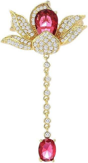 Flower Brooch for Women Girls Flower Rhinestone Brooch Gold Plated Lapel Pin Clothing Accessory Wedding Gift Fashion Jewelry for Mom Wife