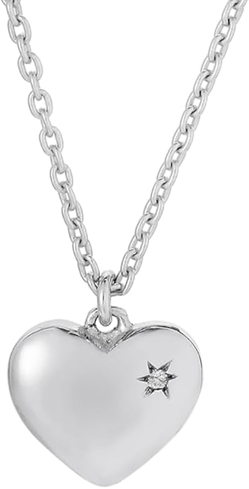 Vanbelle Sterling Silver Jewelry - Rhodium Plated with 925 Stamp - Puffed Heart Pendant Necklace - Elegant Handcrafted Necklace for Women - Mother's Day Collection