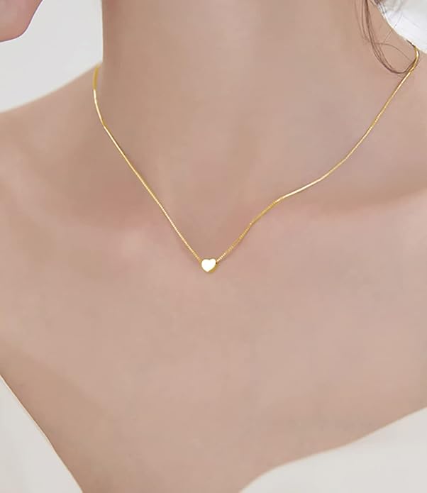 SLUYNZ Genuine 925 Sterling Silver Tiny Love Heart Pendant Necklace for Women Simple Sweet Heart Choker Necklace