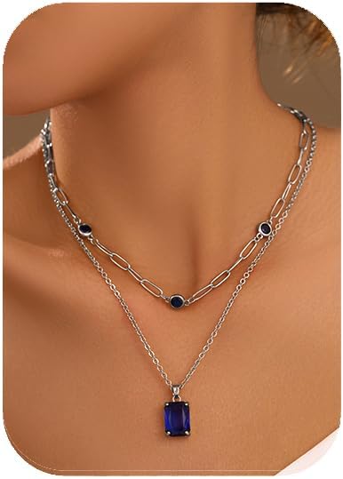Gold Layered Pendant Necklaces for Women 14k Gold Plated Crystal Choker Necklace Paperclip Rhinestone Necklace Party Prom Jewelry