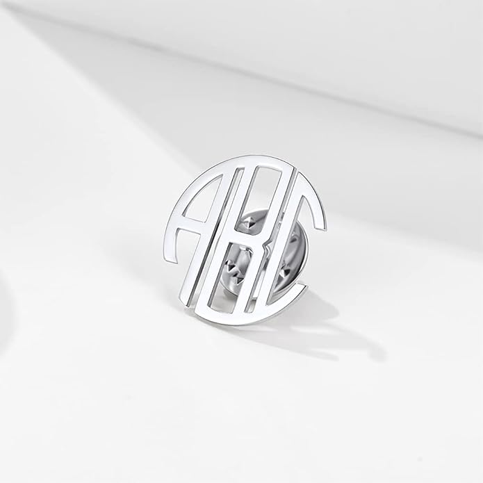 Custom4U Custom Name Pin Personalized Brooch Pins for Women Men Stainless Steel Name Tag with Letters/Initials - Silver/Gold/RoseGold/Black Customized Jewelry Gifts for Birthday Wedding Business Party