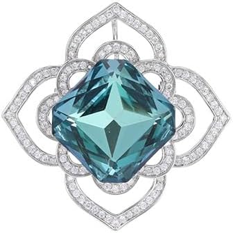 14K Gold Mother of Pearl Camellia Brooch, Luxury Moissanite Flower Pin, Sophisticated Accessory for Dinners and Parties
