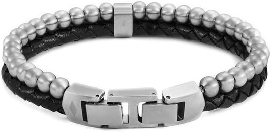 Fossil Men's Stainless Steel and Genuine Leather and/or Beaded Bracelet for Men