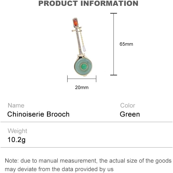 14K Gold Pipa-Shaped Brooch with Moissanite Accents - Elegant Chinoiserie Handcrafted Jewelry, Unique Shawl Pin for Women, Ideal Gift for Birthdays and Special Events