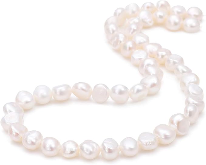 BEADIA Natural Pearl Beads Side Hole 6-7mm White Freshwater Cultured Loose Gemstone Beads for DIY Jewelry Making 13.8''/Strand