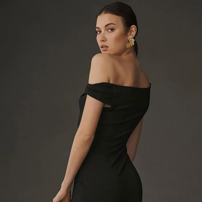 Chunky Gold Statement Earrings For Women Gold Plated Sectored Flower Leaf Shell Angel Wing Earrings Large Stud Earrings Hypoallergenic Earrings