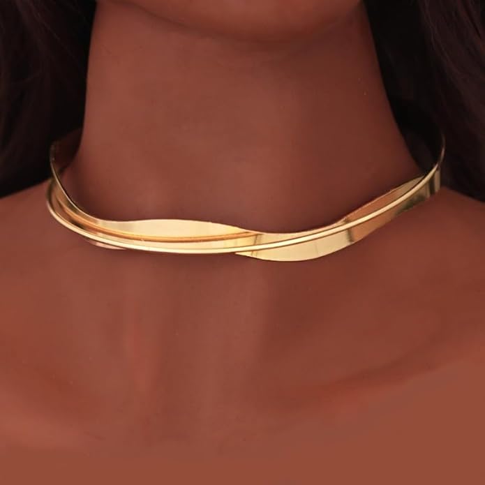 Punk Dripping Water-drop Choker Necklace for Women,Thick Drippy Chain Liquid Metal Collar Necklace Rocker Hip-hop Necklace Cool Metallic Unique Funky Statament Grunge Jewelry