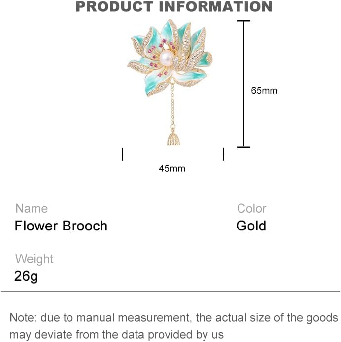 14K Gold Natural Peal Brooch with Lotus Design, High-End Elegant Vintage Chinese Style Accessory, Pearl Flower Brooch, Rhinestone/Crystal Brooches for Women