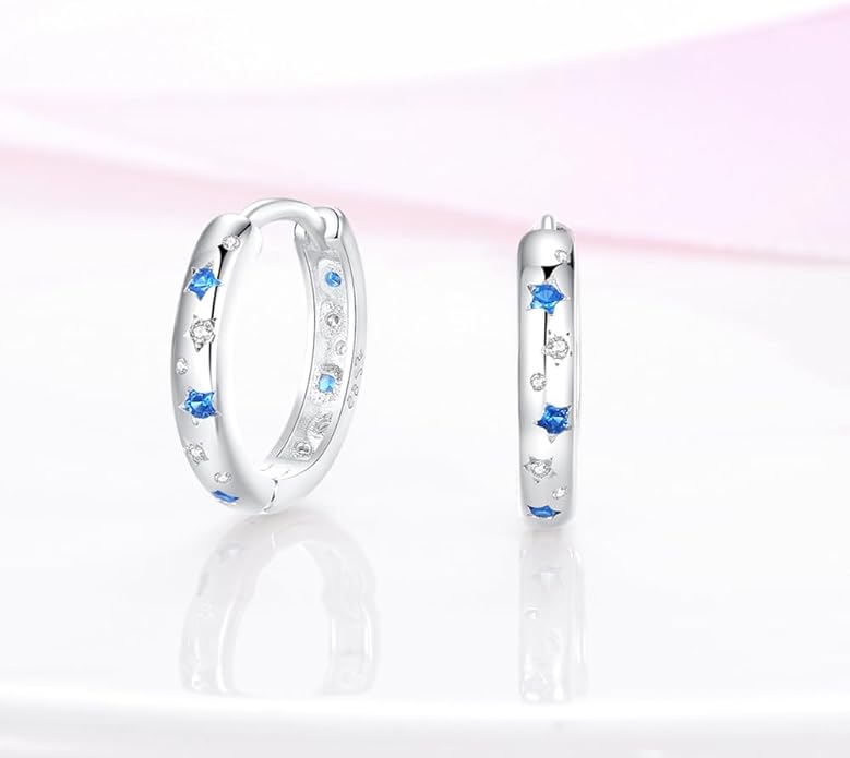 925 Sterling Silver Women Earrings, Sparkling Star and Moon Earrings, Various Hypoallergenic Earrings, Best Gift for Women