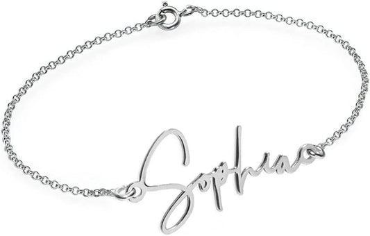 PicturesOnGold.com Custom Name Anklets for Women in Sterling Silver or 14K Gold Personalized Ankle Bracelet Jewelry With Any Name or Word