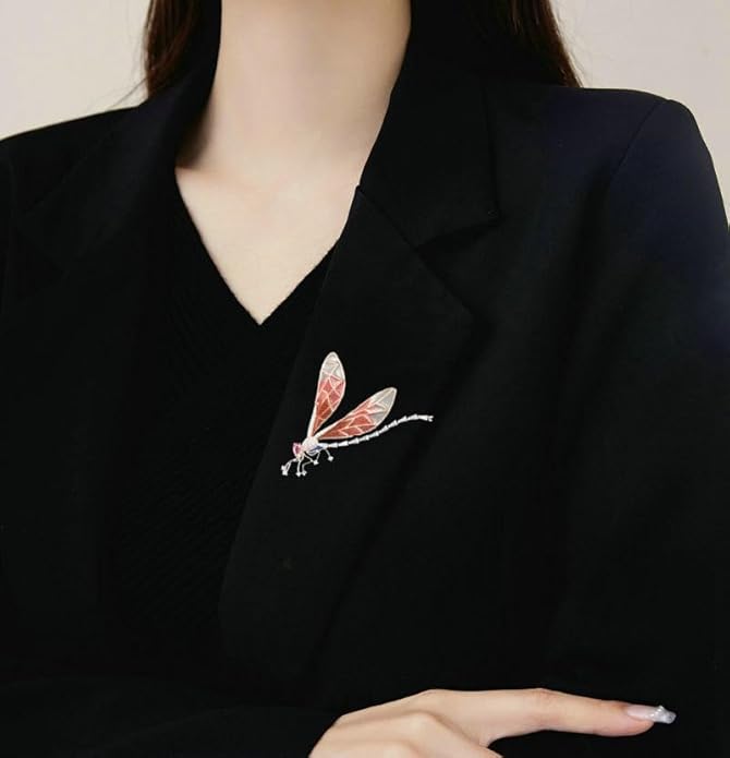 14K Gold High-end Moissanite Insect Dragonfly Brooch, Luxurious Fashionable Brooch for Suit Jacket，Unique Gift for Her
