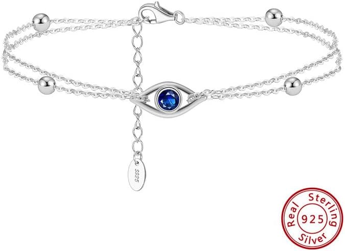 925 Sterling Silver Evil Eye Bracelets Infinity Adjustable Bracelet for Women Mother Wife Girlfriend Jewelry Gift